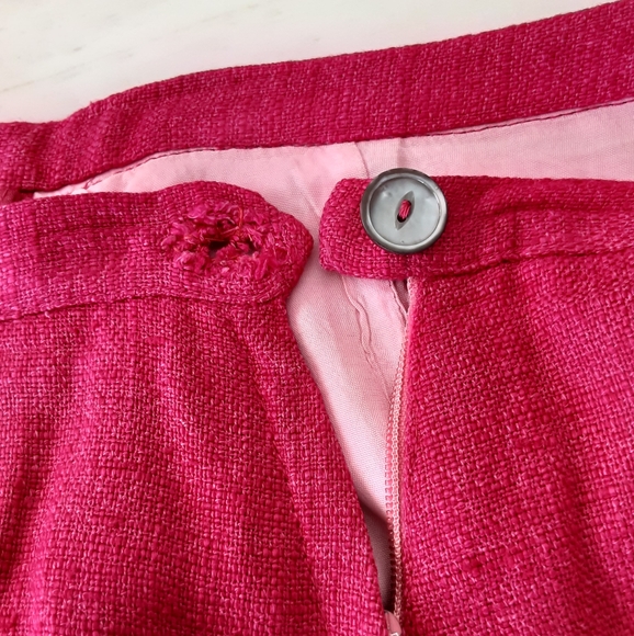 VTG FUCHSIA SILK LINEN BLEND PETER PAN COLLAR SUIT SZ 10 - Picture 11 of 13